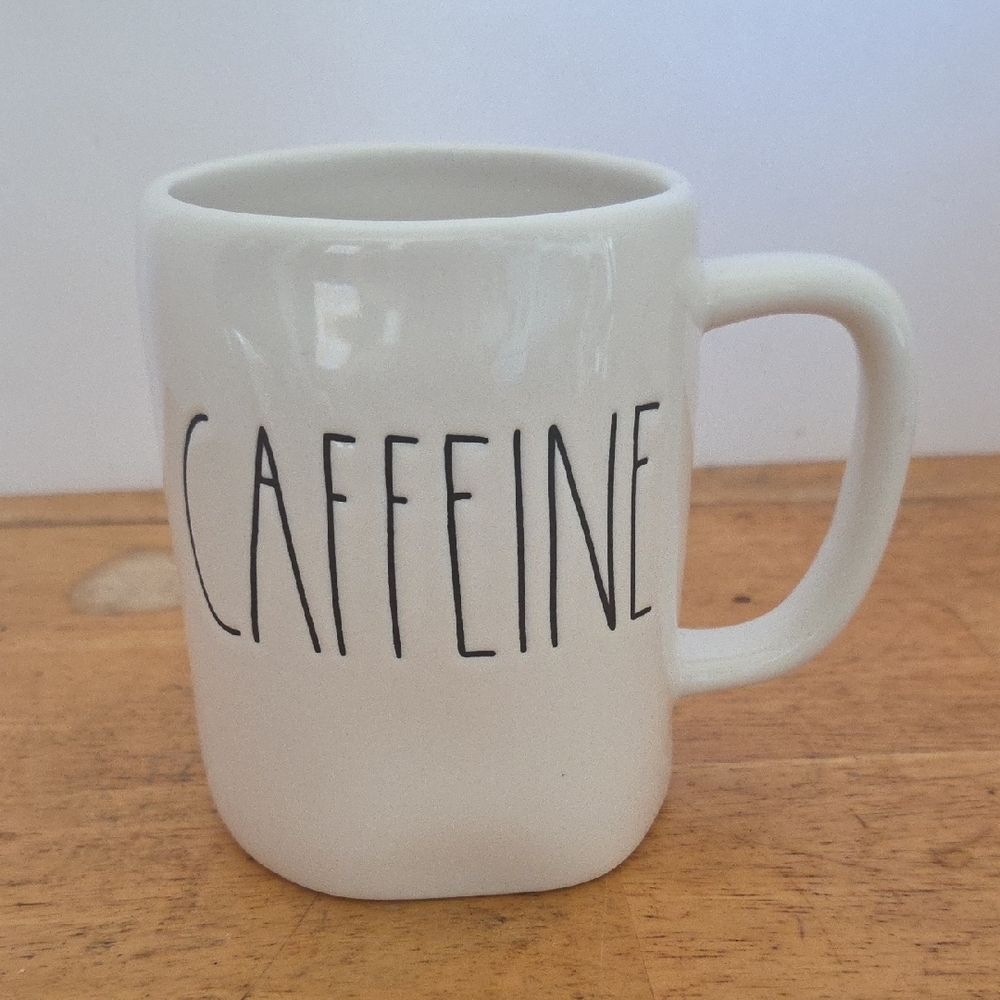 Rae Dunn White 'Caffeine' Mug